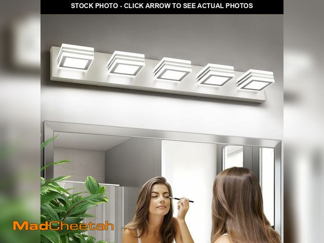 Lot 74-13836312 - SOLFART LED Bathroom Lighting Fixtures - 5 Lights Modern Brushed Nickel Acrylic Vanity Lights for Mi...