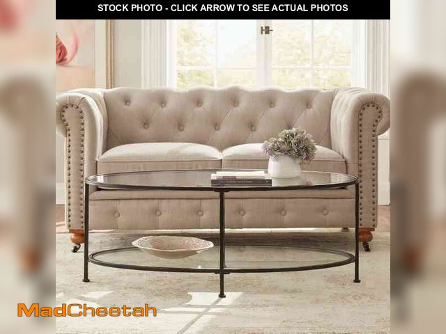 Lot 74-13821484 - Home Decorators Collection Bella Large Oval Antique Bronze Metal and Glass Coffee Table with Shelf (...