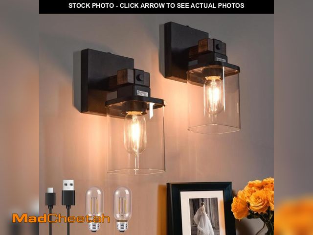 Lot 74-12306627 - Floresita Battery Operated Wall Sconce 2-Pack Farmhouse Rechargeable Wall Lamp Set of Two No Wired R...