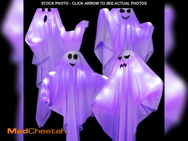 Lot 74-12708540 - 4 Pack Halloween Hanging Ghosts with LED Lights, 27.5 Inch Light Up Ghost Decorations for Indoor Out...