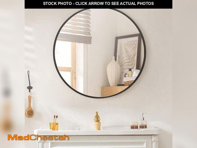 Lot 74-12420615 - BEAUTYPEAK 24  Wall Mirror Bathroom Mirror Wall Mounted Round Mirror  Black - UNUSED