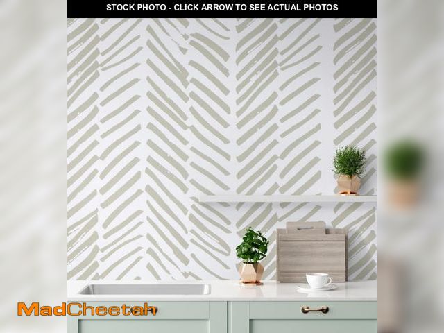 Lot 74-12409543 - Guvana 17.7"Ãâ394" Striped Wallpaper Beige and White Contact Paper Line Peel and Stick Wallpaper ...