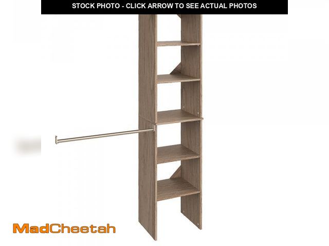 Lot 74-12493453 - ClosetMaid SuiteSymphony Wood Closet Organizer Starter Kit with Tower and 3 Hang Rods Shelves, Adjus...