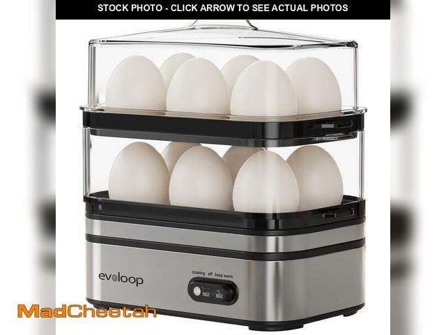 Lot 74-13624538 - Evoloop Rapid Egg Cooker Electric 12 Eggs Capacity, Soft, Medium, Hard Boiled, Poached, Omelet Maker...