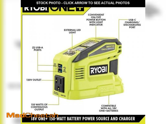 Lot 74-9568666 - RYOBI 150-Watt Power Source for ONE+ 18V Battery (Tool Only) - UNUSED