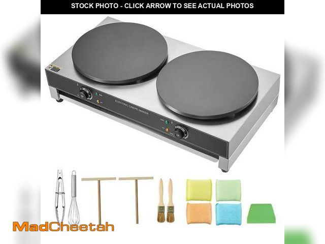 Lot 74-12784283 - *DIRTY/SCRATCHED* SVOPES 3,400 W Electric Crepe Maker, 16 in. 2-Waffle Silver Waffle Cone Waffle Mak...