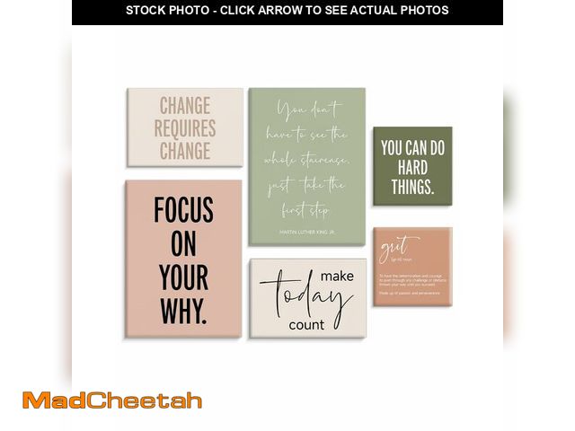 Lot 74-14208782 - Framed Motivational Office Wall Decor, Set of 6 Boho Inspirational Canvas Wall Art Office Decoration...
