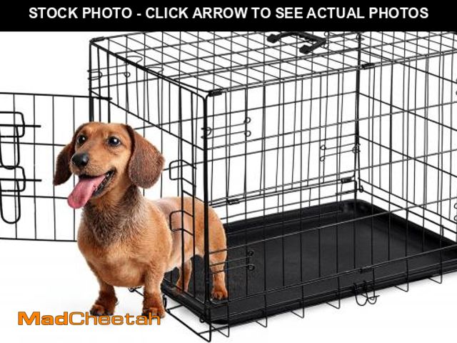 Lot 74-12510532 - Sweetcrispy 30 Inch Single Door Dog Crate, Metal Pet Kennel with Secure Lock, Foldable Design, Remov...
