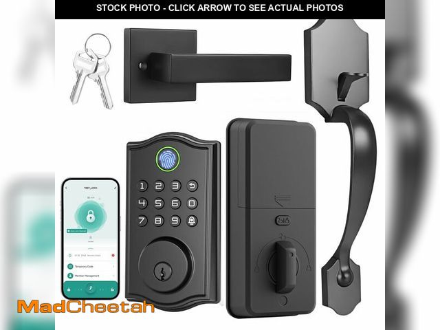Lot 74-14338882 - REETOMETAL Smart Front Door Lockset with Handle, Keyless Entry Deadbolt - UNUSED