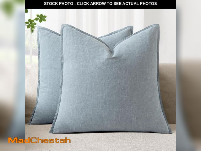 Lot 74-12315264 - Woaboy 24x24 Inch Set of 2 Decorative Linen Solid Throw Pillow Covers Boho Accent Farmhouse Couch Pi...
