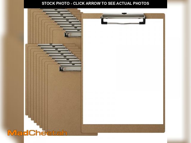 Lot 74-12307555 - HappyHapi 20 Pack Clipboard 8.5 x 11 Letter Size Clip Boards Bulk, A4 Wooden Hardboard Office Clipbo...