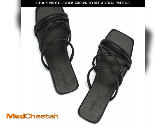 Lot 74-12325530 - DOBOLIN Sandals for Women 2025 Flat Sandals Strappy Square Open Toe Slides Cross Strap Dressy Comfor...