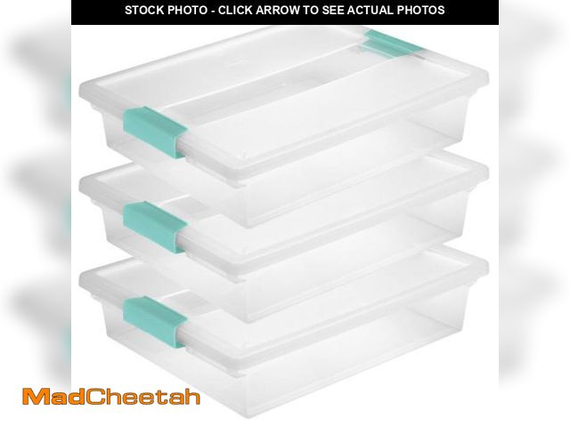 Lot 74-12221631 - Tribello Plastic Storage Containers With Lids For Organizing, 6 Quarts - (Large - 14 x 11.5 x 3) - U...