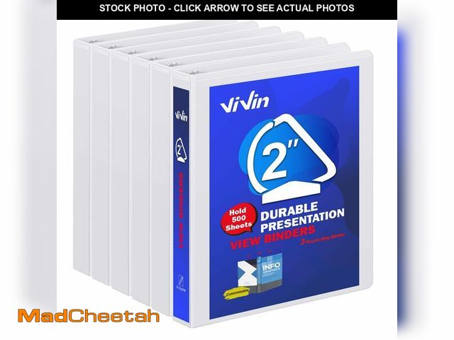 Lot 74-14293684 - 3 Ring Binder 2 Inch, ViVin Sturdy 2"-Slant D Ring Binder with 2 Interior Pockets, Clear View Cover,...