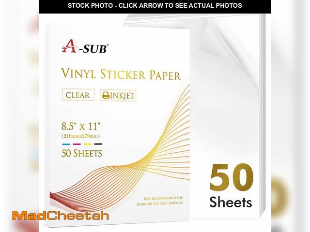 Lot 74-12709443 - A-SUB Clear Sticker Paper for Inkjet Printers, Waterproof Translucent Printable Vinyl Sticker Paper ...