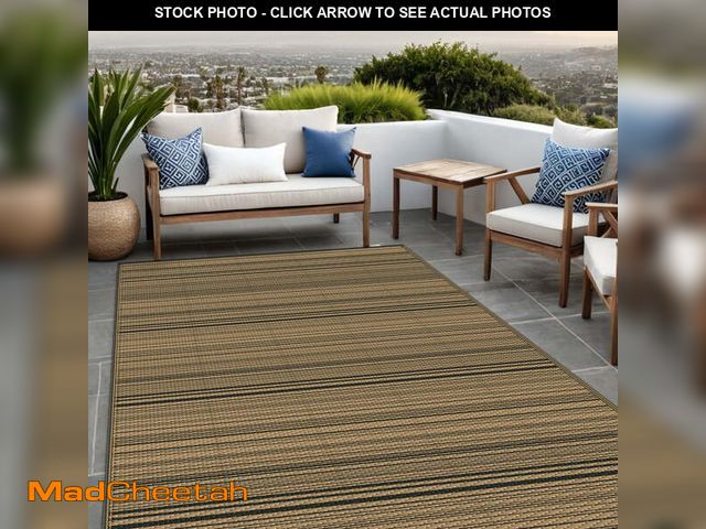 Lot 74-14258954 - KUETH 9'x 12' Outdoor Waterproof Rug Camping Mat Patio Carpet,Black&amp;Brown - UNUSED