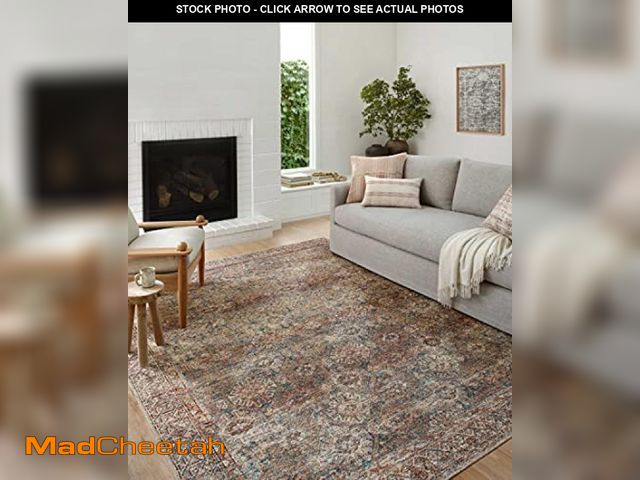 Lot 74-12105695 - Amber Lewis X Loloi Billie Bil-04 7'6" X 9'6" Area Rug - Aqua, Rust - UNUSED