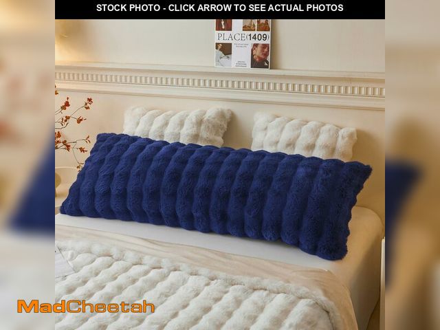 Lot 74-14269493 - LIFEREVO Fluffy Faux Rabbit Fur Body Pillow Cover, Luxury Bubble Waffle Shaggy Plush Bed Pillowcase ...