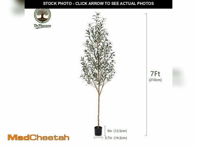 Lot 74-12892144 - DR.Planzen 7' Artificial Olive Tree Indoor, Tall Faux Olive Tree, Artificial Plants with Natural Woo...
