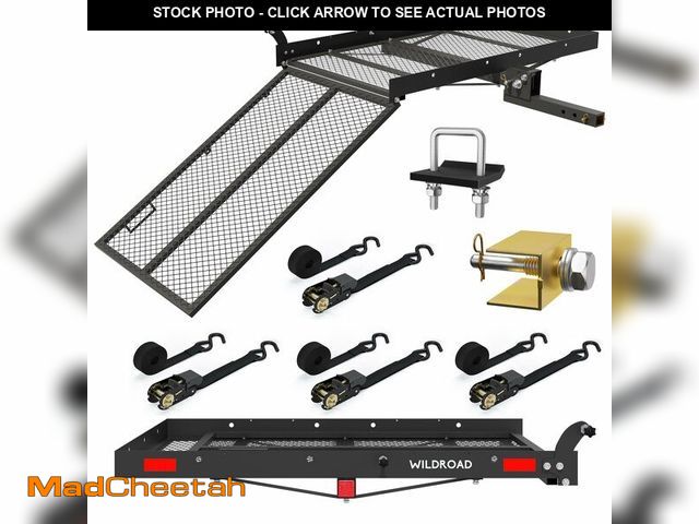 Lot 74-12629152 - WILDROAD Hitch Cargo Carrier with Ramp 50" x 29" x 4" 500 LBS Folding Trailer Hitch Steel Wheelchair...