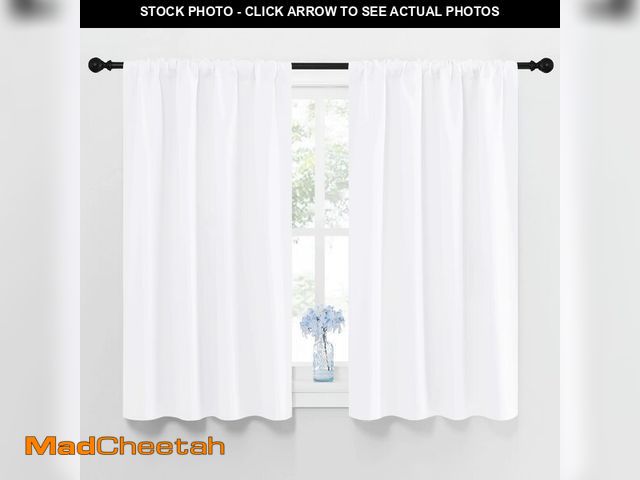 Lot 74-13546516 - NICETOWN Window Curtain Panels - Semi Blackout Rod Pocket Curtain Set for Bedroom (White, 2 Panels, ...