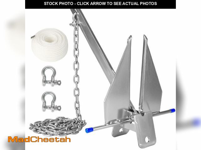 Lot 74-14268899 - JY PERFORMANCE Boat Anchor Kit for 8-16 ft Boat, 5 lb Galvanized Fluke Anchor Kit with Chain, Rope a...