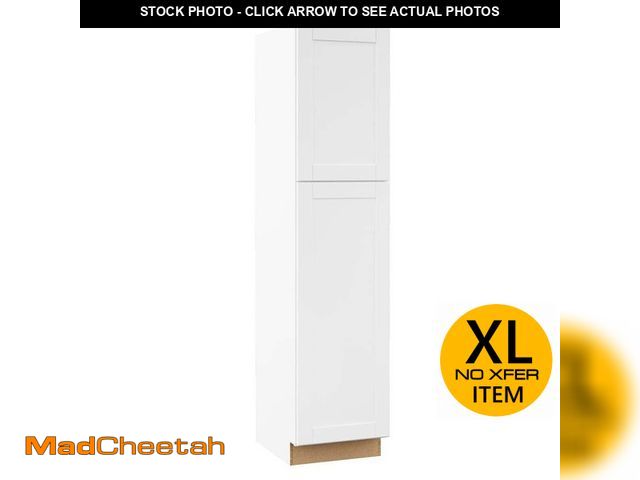 Lot 74-14605435 - Hampton Bay Shaker 18 in. W x 24 in. D x 84 in. H Assembled Pantry Kitchen Cabinet in Satin White KP...
