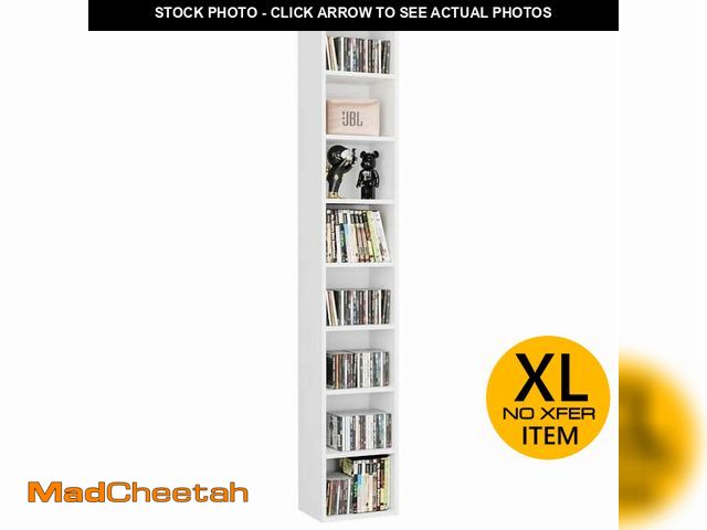 Lot 74-12549085 - Homfa 8-Tier Media Tower, CD DVD Media Storage Unit with 4 Adjustable Shelves for Living Room Bedroo...