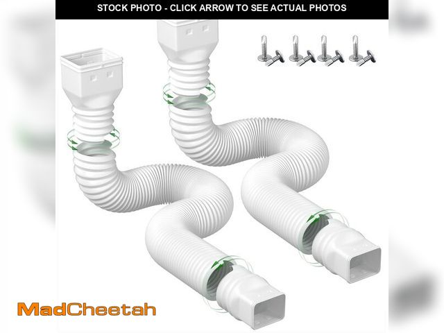 Lot 74-13711181 - 2 Pack Rain Gutter Downspout Extensions Flexible,Drain Downspout Extender Connector 21"-68",Screws f...