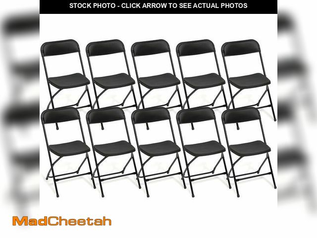 Lot 74-12801153 - Furnibear 10 Pack Plastic Folding Chairs Indoor/Outdoor Foldable Chair Set, 350 lbs Capacity, Black ...