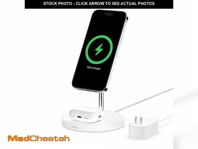 Lot 74-14331688 - Belkin MagSafe 2-in-1 Wireless Charging Stand for Apple iPhone 17, iPhone 16, iPhone 15, iPhone 14 S...