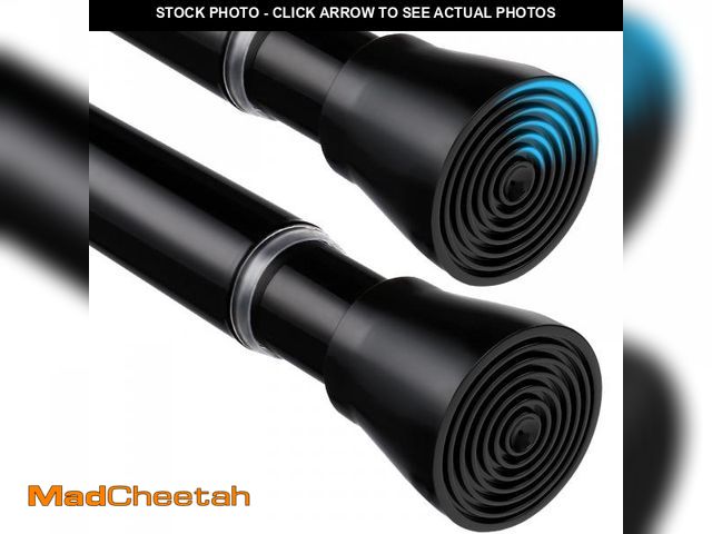 Lot 74-12050805 - MEXAU 2 Pack Black Shower Curtain Rod 45 To 77 Inch Tension Shower Rod For Bathroom Adjustable Sprin...