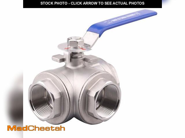 Lot 74-14333099 - DERNORD 3-Way Ball Valve, L Mounting Pad, Stainless Steel 304 Female Type for Water, Oil, and Gas wi...