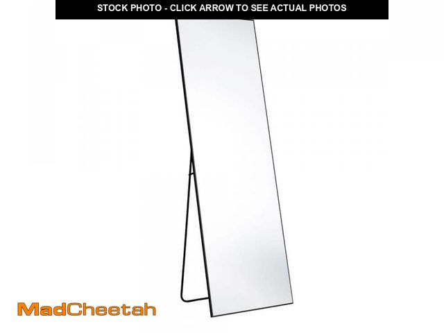 Lot 74-12491092 - FIRNEWST 21 in. W x 64 in. H Aluminum Alloy Frame Black Full Body Floor Mirror with Floor Stand and ...