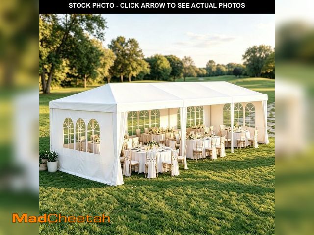 Lot 74-14612014 - 10'Ãâ30' White Canopy Tent with 5 Waterproof and Removable Window Sidewalls for Weddings,Family G...