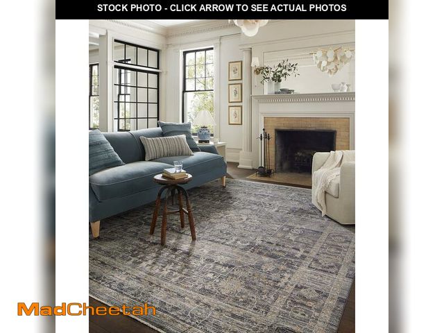 Lot 74-14349563 - Loloi Jean Stoffer Katherine Collection KES-03 Midnight/Tobacco 2'-7" x 12'-0", .25" Pile Height, Ru...