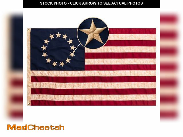 Lot 74-14268231 - Homissor Betsy Ross Flag 3x5 Feet Tea-Stained Vintage American Flags for 250th Anniversary Heavy Dut...