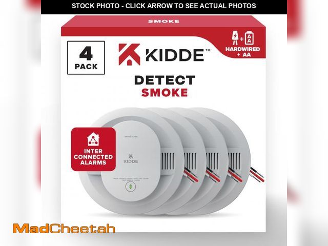 Lot 74-12217403 - Kidde Hardwired Smoke Detector, AA Battery Backup, Interconnectable, LED Warning Light Indicators, 4...