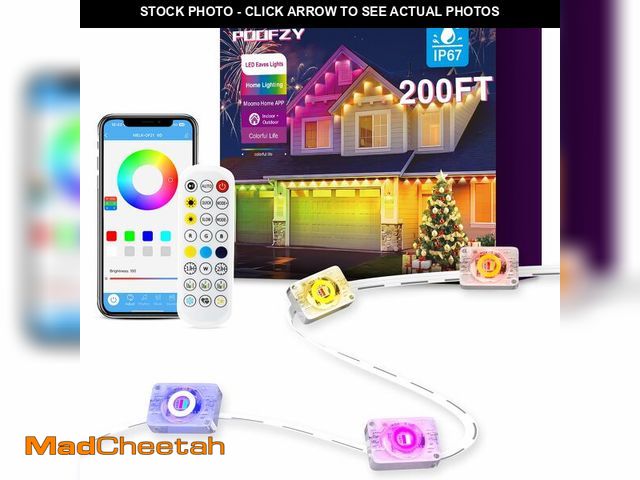 Lot 74-14063570 - POOFZY Permanent Outdoor Lights for House,200ft RGB+IC Smart Outdoor Decor, 50 Scene Modes,App/Remot...
