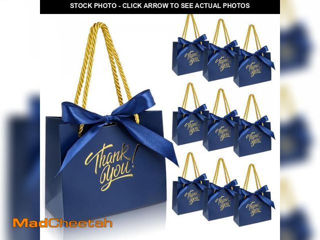 Lot 74-12435654 - EQOREIIN 60 Pack Small Thank You Gift Bags with Handles 5.5 x 2.4 x 4.7 Inches Mini Navy Gift Bags w...