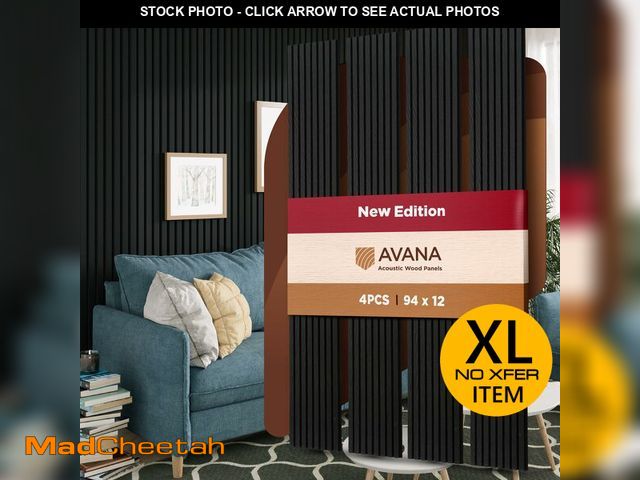 Lot 74-12614641 - Avana Acoustic Wood Wall Panels Ã¢â¬â 94.4 X 12.6 Inch Black Oak Acoustic Panels 4 PCs Ã¢â¬â W...