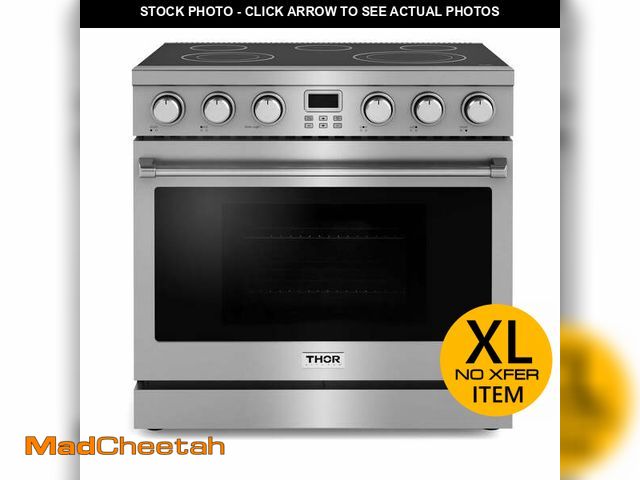 Lot 74-12592889 - Thor Kitchen 36 in. Smooth Surface 5 Burner Elements Freenstanding Electric Range in Stainless Steel...