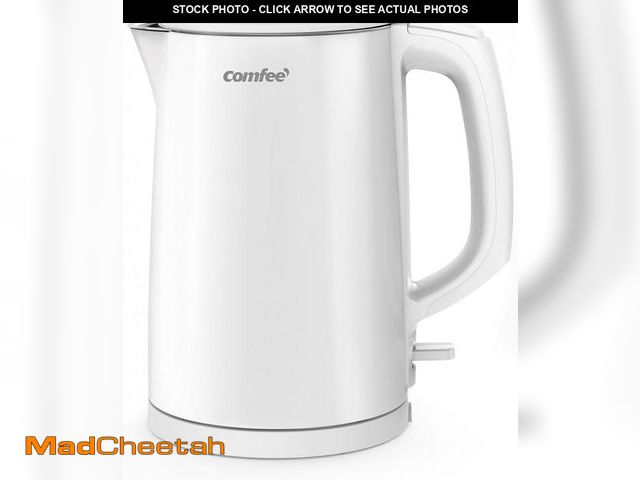 Lot 74-12365849 - COMFEE' Electric Kettle and Tea Kettle, 1.5L Double Wall, Stainless Steel Interior, Lid &amp; Spout,...