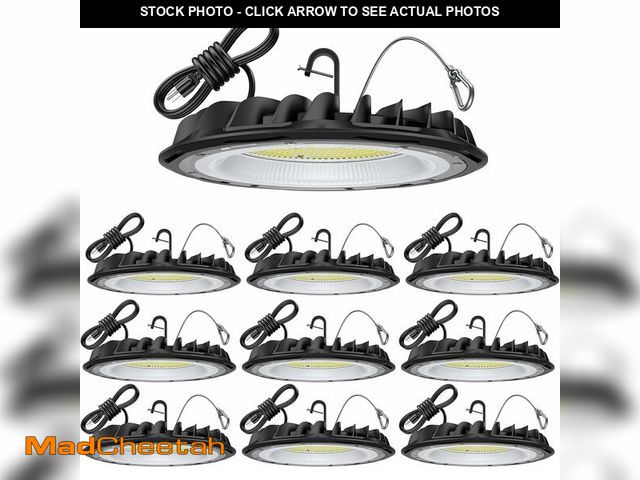 Lot 74-13698089 - hunhun 10 Pack ETL 155W UFO LED High Bay Light, 22500lm, Daylight 5000K, US Plug,110-277V, IP65 Wate...