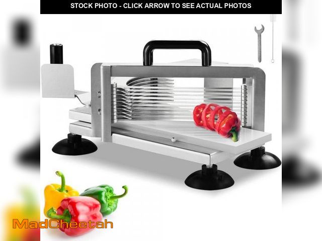 Lot 74-12518061 - VEVOR Commercial Tomato Slicer 3/8 in. Tomato Slicer Stainless Steel Heavy-Duty Manual Tomato Slicer...