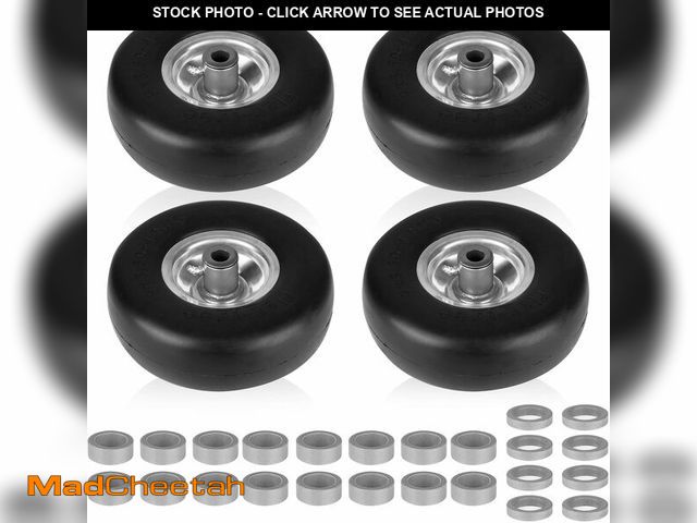 Lot 74-12761595 - 9x3.50-4" Flat Free Lawn Mower Tire and Wheel Smooth Tire with Rim for Commercial and Residential Wa...