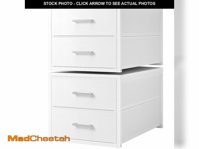 Lot 74-12710103 - BOLUO Stackable Storage Drawers Narrow Closet Organizers and Storage Fabric White 2 Drawer Dresser f...