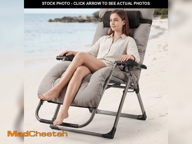 Lot 74-14289081 - Naipo Zero Gravity Chair, Outdoor Foldable Padded Lounge Chair Recliner with Side Table, 353lbs Loun...