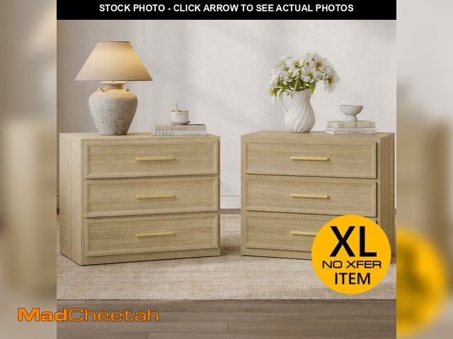 Lot 74-14603811 - SICOTAS 31.3" W 3-Drawer Nightstand Set of 2 with Oversized Large Storage , Modern Night Stands Beds...