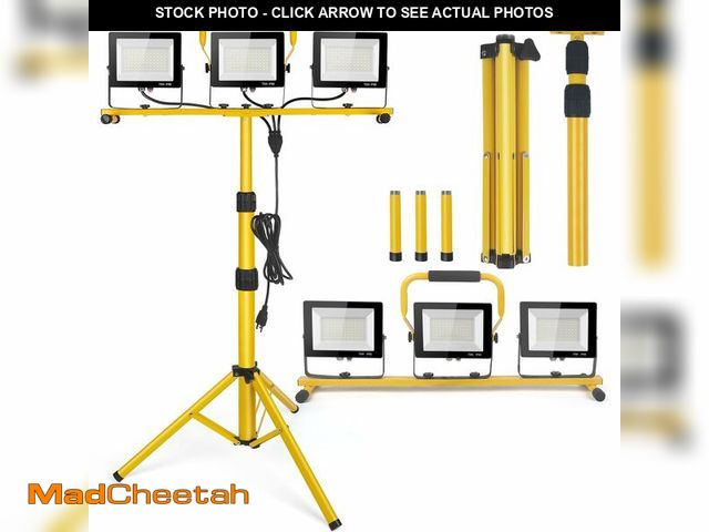 Lot 74-14205242 - 21000Lumen LED Work Lights with Stand - 3 Head Portable Work Light on Stand - IP66 Waterproof Tripod...
